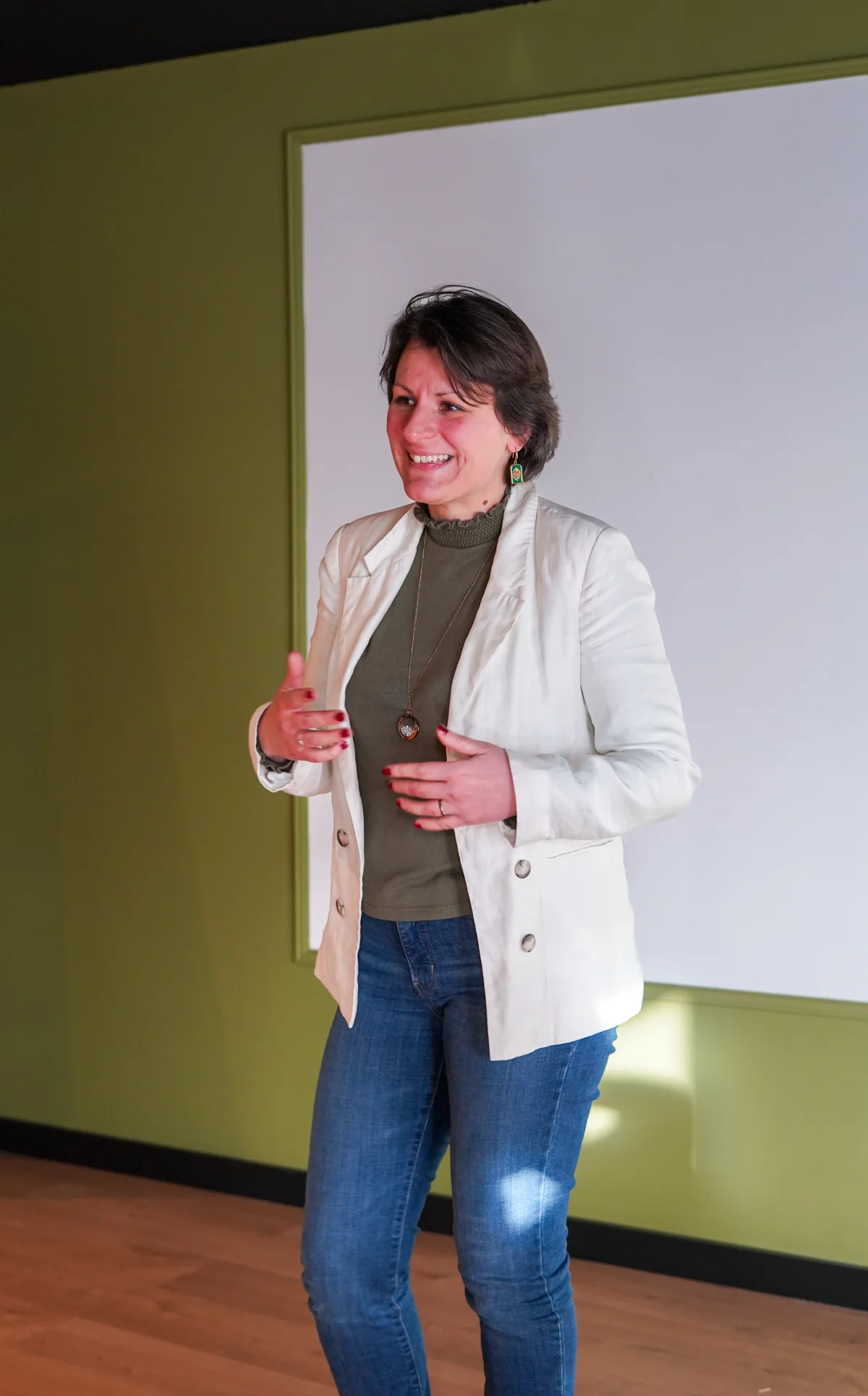Natacha Stanojcic lors d'un atelier de coaching en entreprise